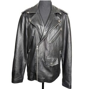 Lambskin Leather Moto Jacket Black Beltless Biker Minimalist Y2K Small S